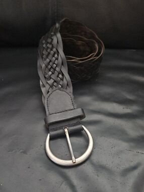 Banana Republic Woven Leather Belt Womens Medium Black Excellent Braided Wide S